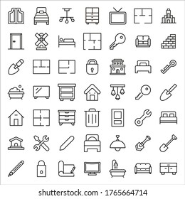 Conjunto de iconos de línea vectorial relacionados con la casa. Paquete de símbolos lineales premium. Ilustración vectorial aislada en un fondo blanco. Símbolos web para sitios web y aplicaciones móviles. Diseño de moda. 