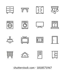 Set of house related vector line icons. Premium linear symbols pack. Vector illustration isolated on a white background. Web symbols for web sites and mobile app. Trendy design.