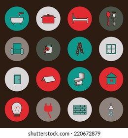 Set of house remodeling icons