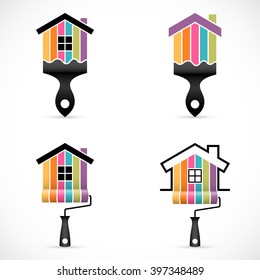 Set of house renovation icons. Painting services icons.