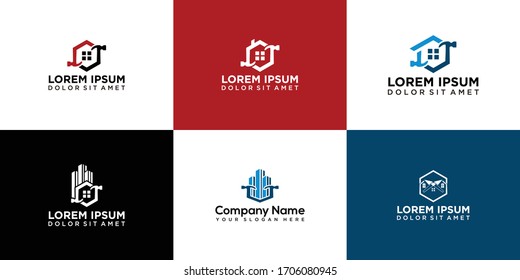 set house renovation logo icon design vector template