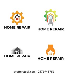 Set of House Repairs logo design template vector illustration. House renovation symbol, icon.