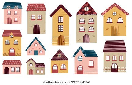 Set house in scandinavian style  Simple house vector illustration 