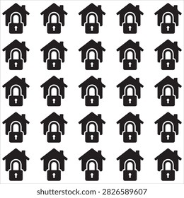 Set of house security and home protection icons with real estate security protection property residential ownership building silhouette insurance residence habitation