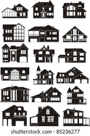 set of house silhouettes