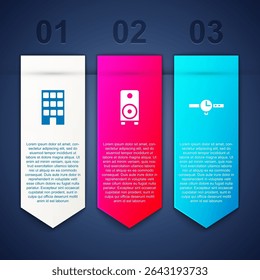 Set House, Stereo speaker and Wrist watch. Business infographic template. Vector