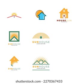Set of House Sun Icon Vector Logo Template Illustration Design