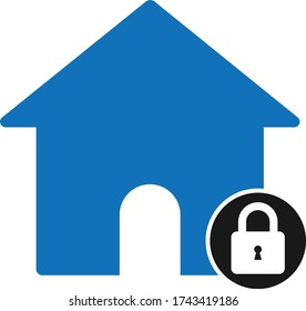 Set House under protection icon. Home and lock. Protection, safety, security, protect, defense concept. Vector Illustration