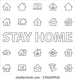 Set of House Vector Home Line Icons. Contains symbols of Conclusion of Contract, Heart, Drop of water, fire, money and more. Editable Stroke. 32x32 pixels.