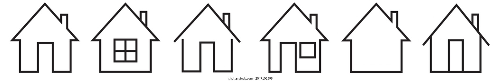 Set Of House Vector Icons. Homes Clipart Symbols. Home Pictogram Collection.
