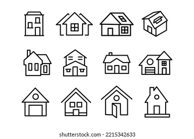 Set Of House Vector Icons. Homes Clipart Symbols. Home Pictogram Collection.