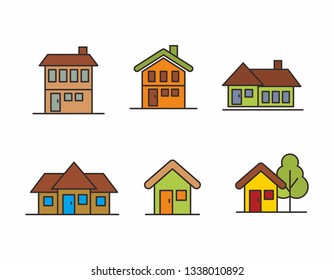 Set of house vector illustration isolated on white, house icon 