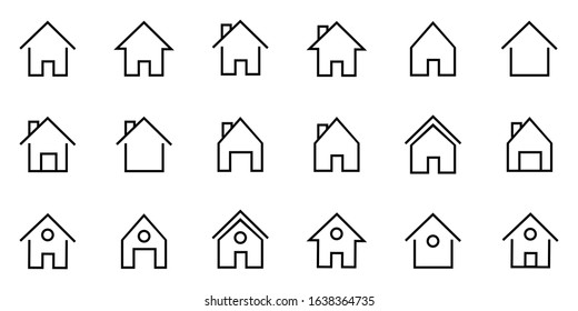 Set of House vector line icons. Contains symbols of the conclusion of the contract, heart, a drop of water, fire, money and many other things. Editable Stroke