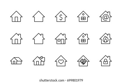 Set of house vector line icons. Contains symbols of the conclusi