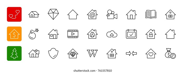 Set of house vector line icons.  