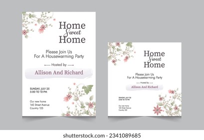 Set of house warming party invitation templates, vector illustration eps 10