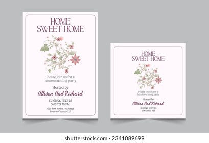 Conjunto de plantillas de invitación de partido para el calentamiento de la casa, ejemplo vectorial eps 10