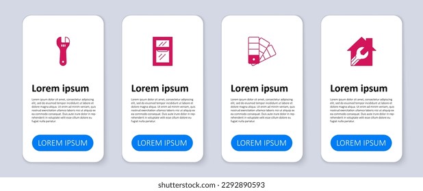 Set House with wrench spanner, Color palette guide, Window in room and Adjustable. Business infographic template. Vector