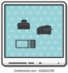 Set of household appliances flat vector icon.