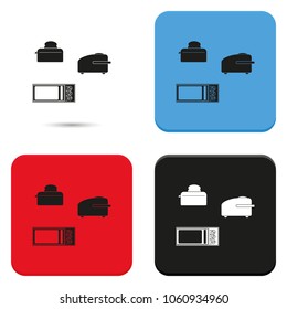 Set of household appliances flat vector icon.