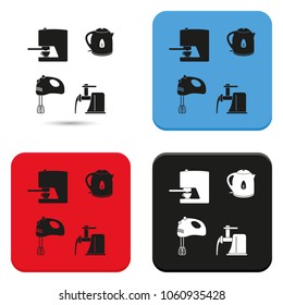 Set of household appliances flat vector icon.