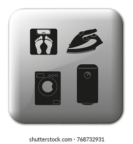 Set of household appliances flat vector icon.
