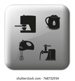 Set of household appliances flat vector icon.