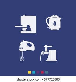 Set of household appliances icon. Flat illustration.