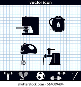 Set of household appliances icon. Flat illustration.