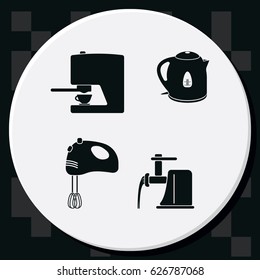Set of household appliances icon. Flat illustration.