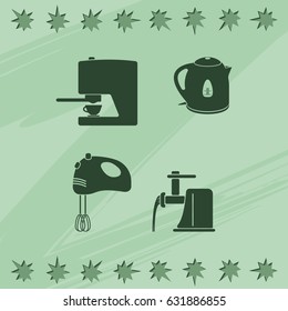 Set of household appliances icon. Flat illustration.