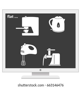 Set of household appliances icon. Flat illustration.