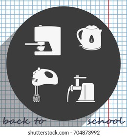 Set of household appliances icon. Flat illustration.