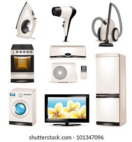 Set of household appliances icons