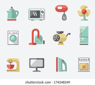 Set of household appliances icons