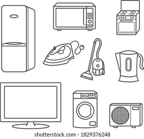 Set of household appliances icons