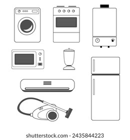 Haushaltsgeräte-Set, Kühlschrank, Mikrowelle, Staubsauger, Klimaanlage, Waschmaschine, Mixer, Boiler