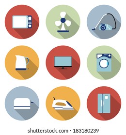 Set of household appliances vector icons