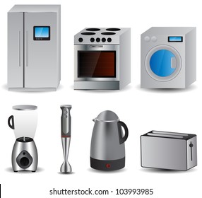 set of of household appliances. vector illustration