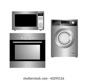  Set of household appliances. Vector illustration. Isolated.