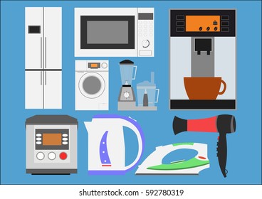 Set of household appliances vector illustration