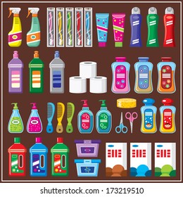 Set of household chemicals. vector 