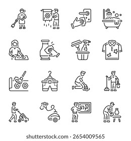 Set of Household Chores Linear Style icons 