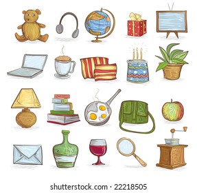set of household objects