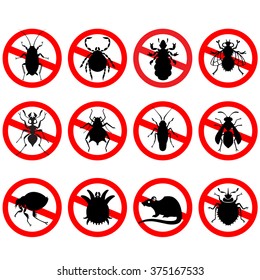set of household pests in pure style