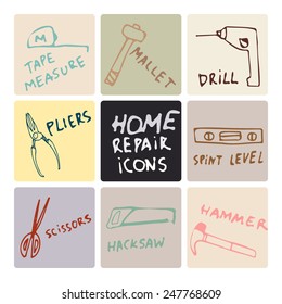 set of household tools icons
