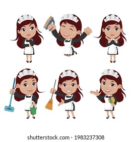 Conjunto de cuidadores con diferentes poses