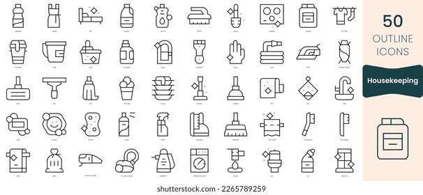 Set of housekeeping icons. Thin linear style icons Pack. Vector Illustration