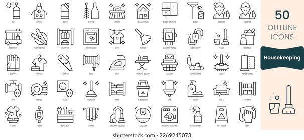 Set of housekeeping icons. Thin linear style icons Pack. Vector Illustration