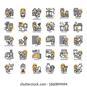 Set of Housekeeping thin line and pixel perfect icons for any web and app project. 